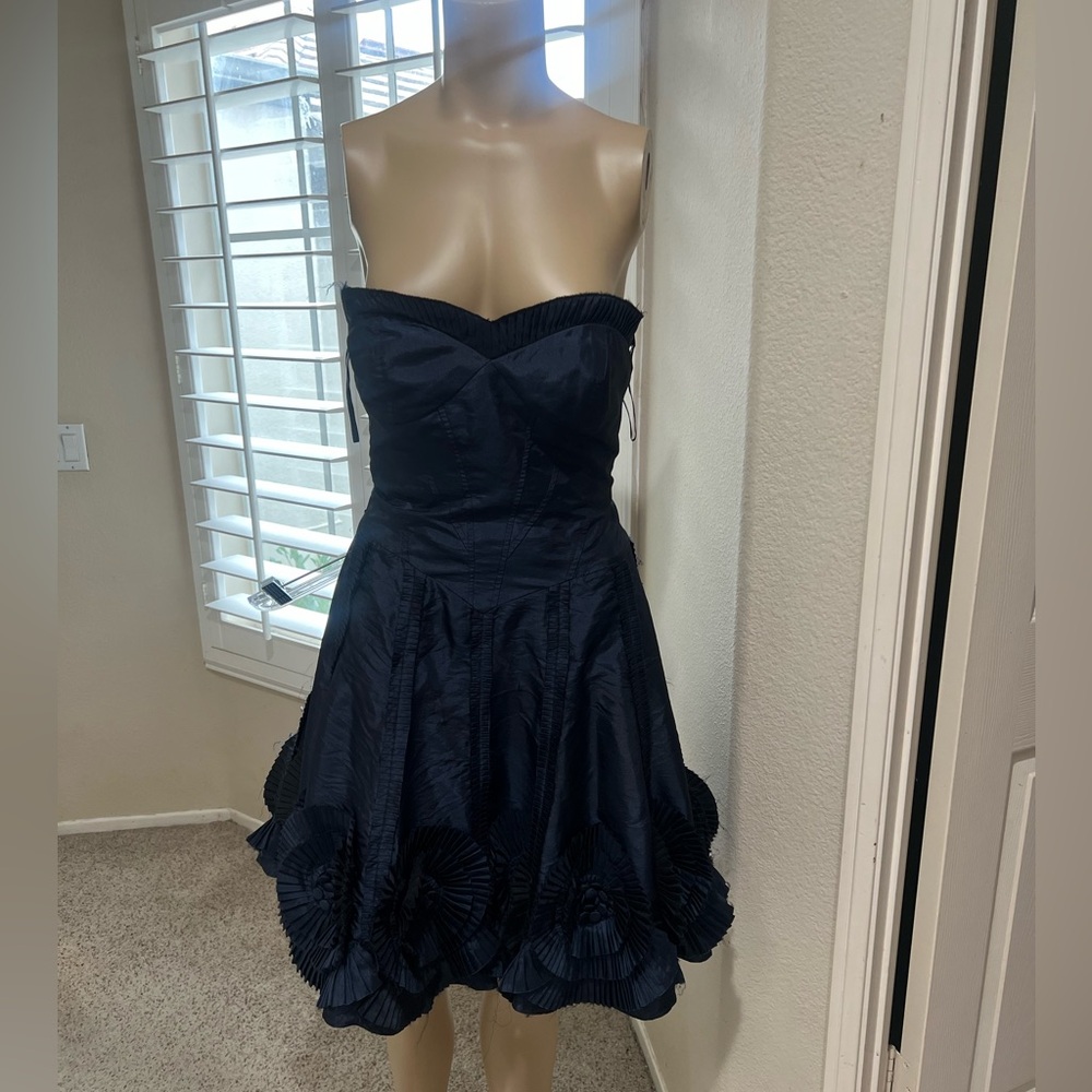 Basix Strapless‎ Blue Flare Midi Dress Dark Romantic special occasion gothic 8
